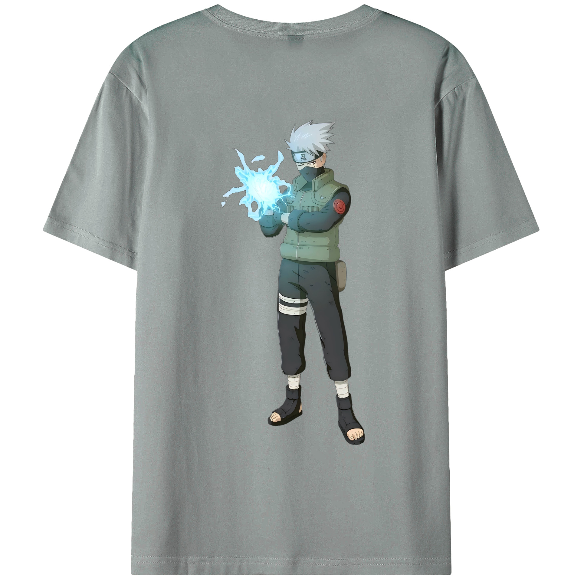 （画像用） NARUTO -ナルト- はたけ カカシ Hatake Kakashi 綿100％ メンズ半袖Tシャツ（バックプリント） 通気性